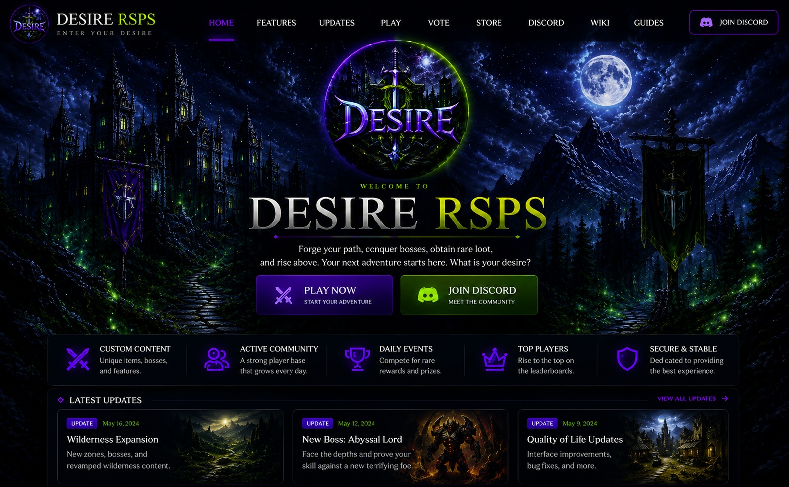 Desire RSPS homepage