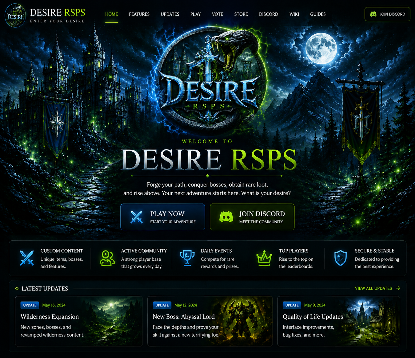 Desire RSPS homepage